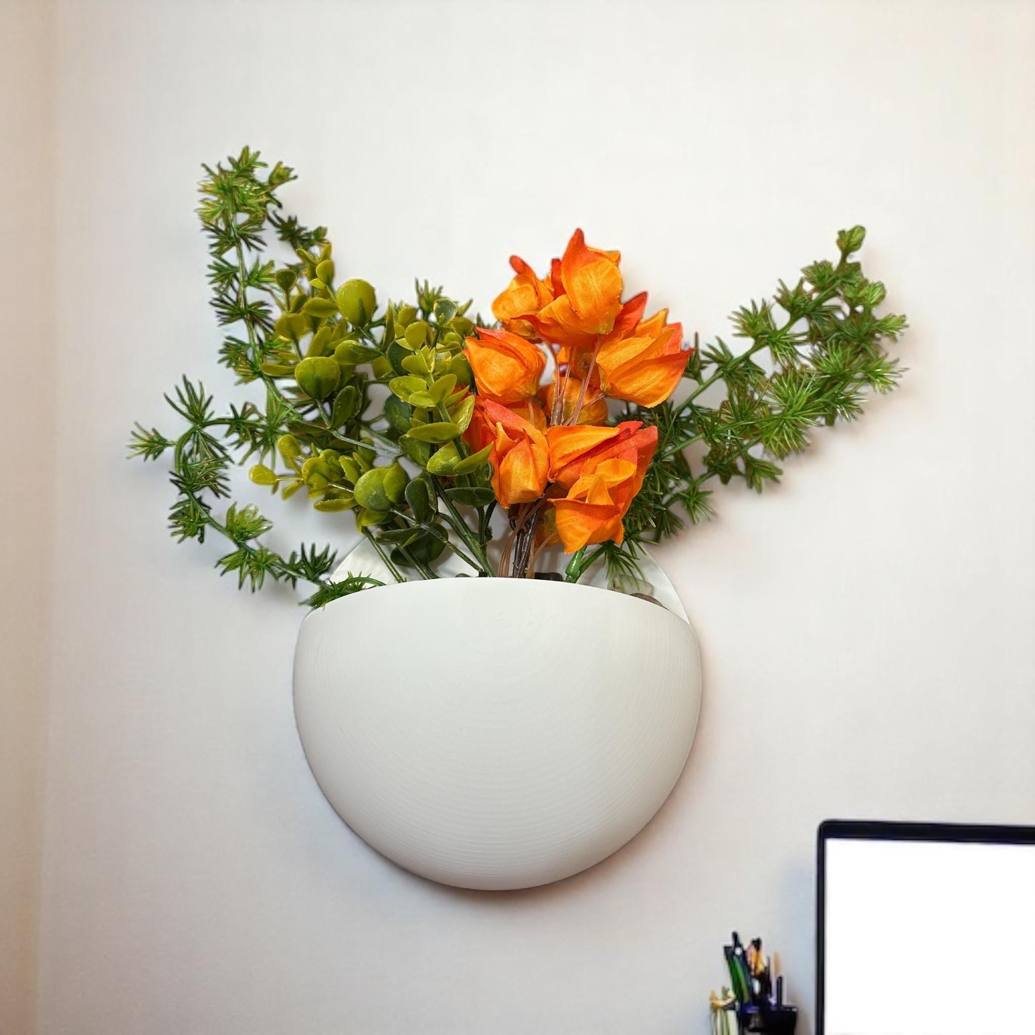 Modern Wall Planter: 3D Printed PLA Semi - Sphere - HaloPod Design - PashmationIndoor Planters
