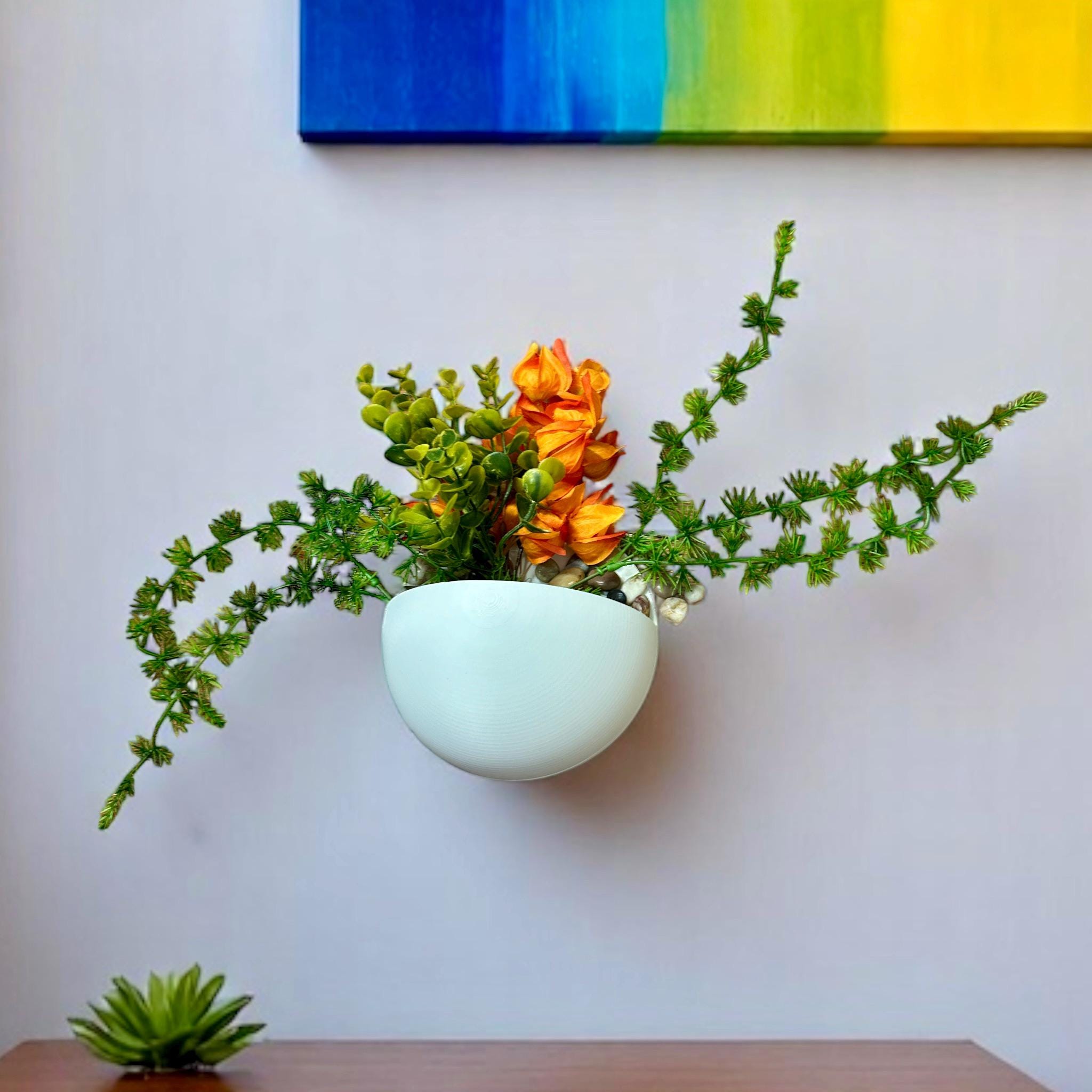 Modern Wall Planter: 3D Printed PLA Semi - Sphere - HaloPod Design - PashmationIndoor Planters