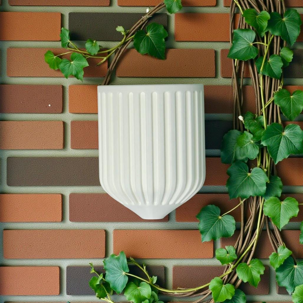 White Nordic Wall Mounted Vase Matte Finish Dried Faux Flowers by Pashmation