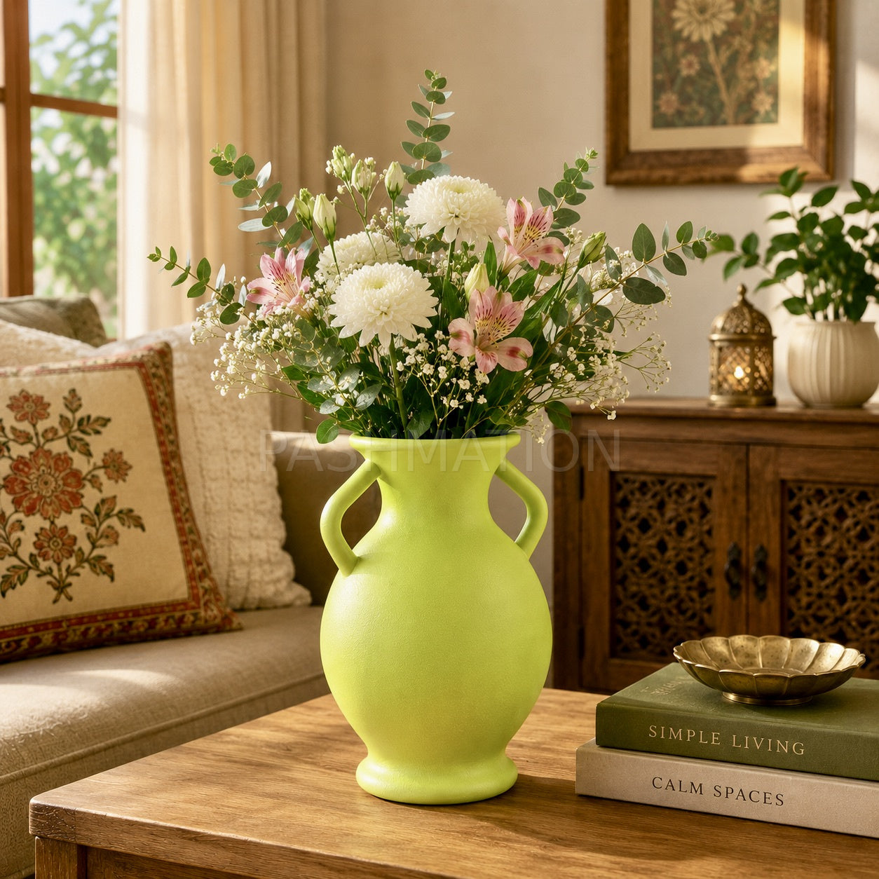 Rustic Amphora Vase in multiple colors – handled sculptural centerpiece by Pashmation