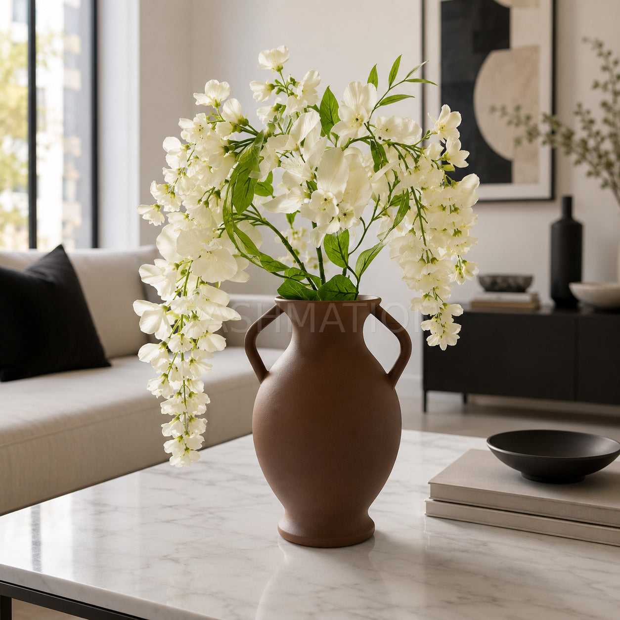 Rustic Amphora Vase in multiple colors – handled sculptural centerpiece by Pashmation