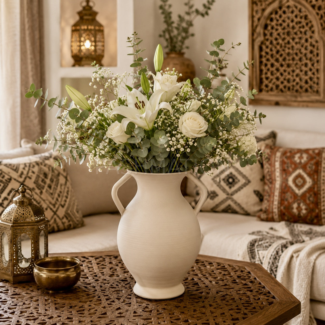 Rustic Amphora Vase in multiple colors – handled sculptural centerpiece by Pashmation