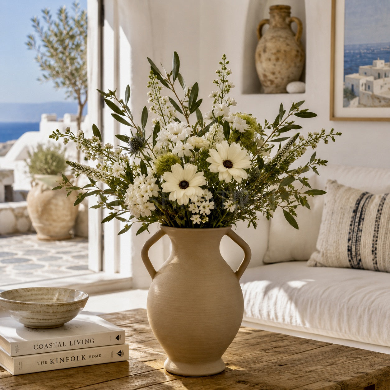 Rustic Amphora Vase in multiple colors – handled sculptural centerpiece by Pashmation
