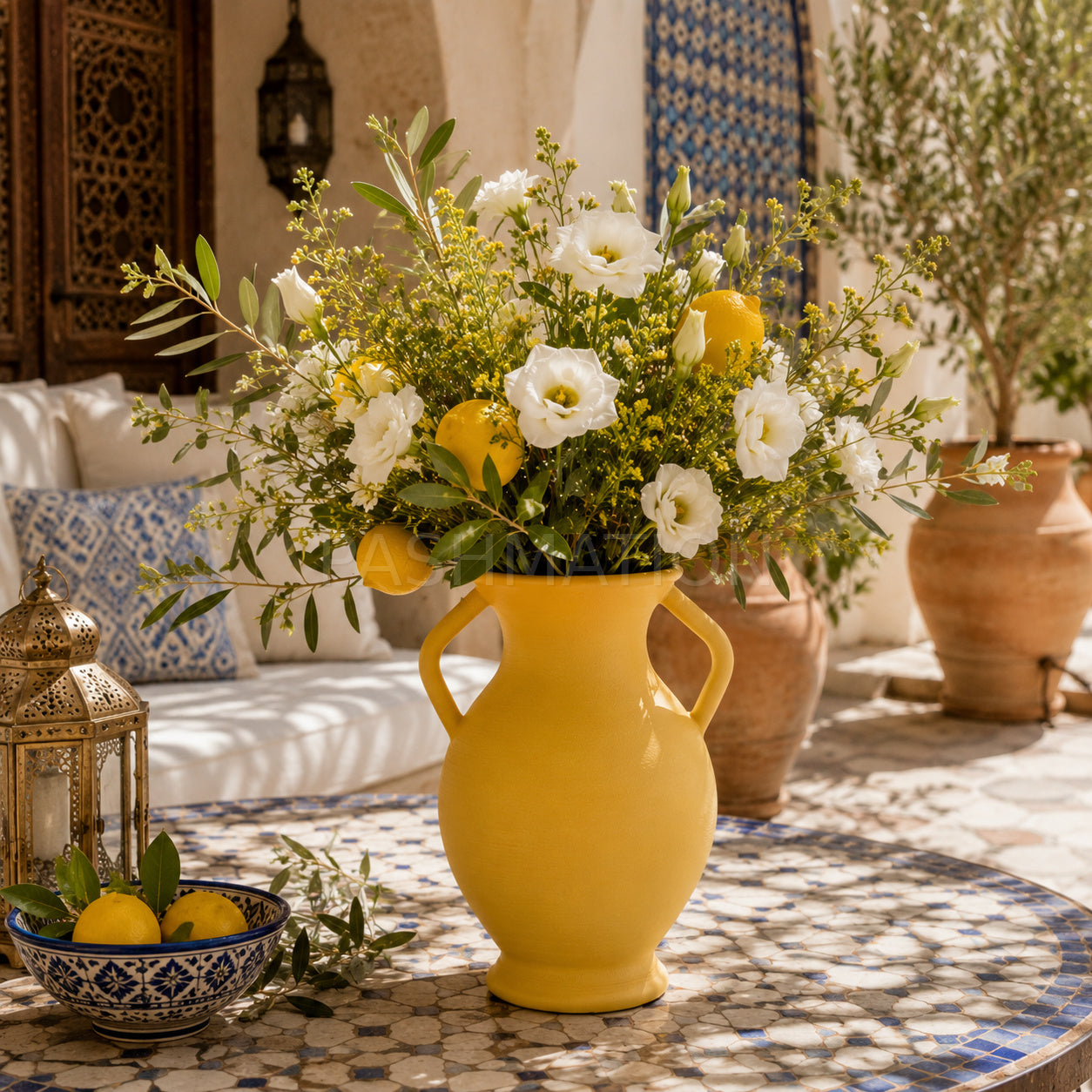 Rustic Amphora Vase in multiple colors – handled sculptural centerpiece by Pashmation
