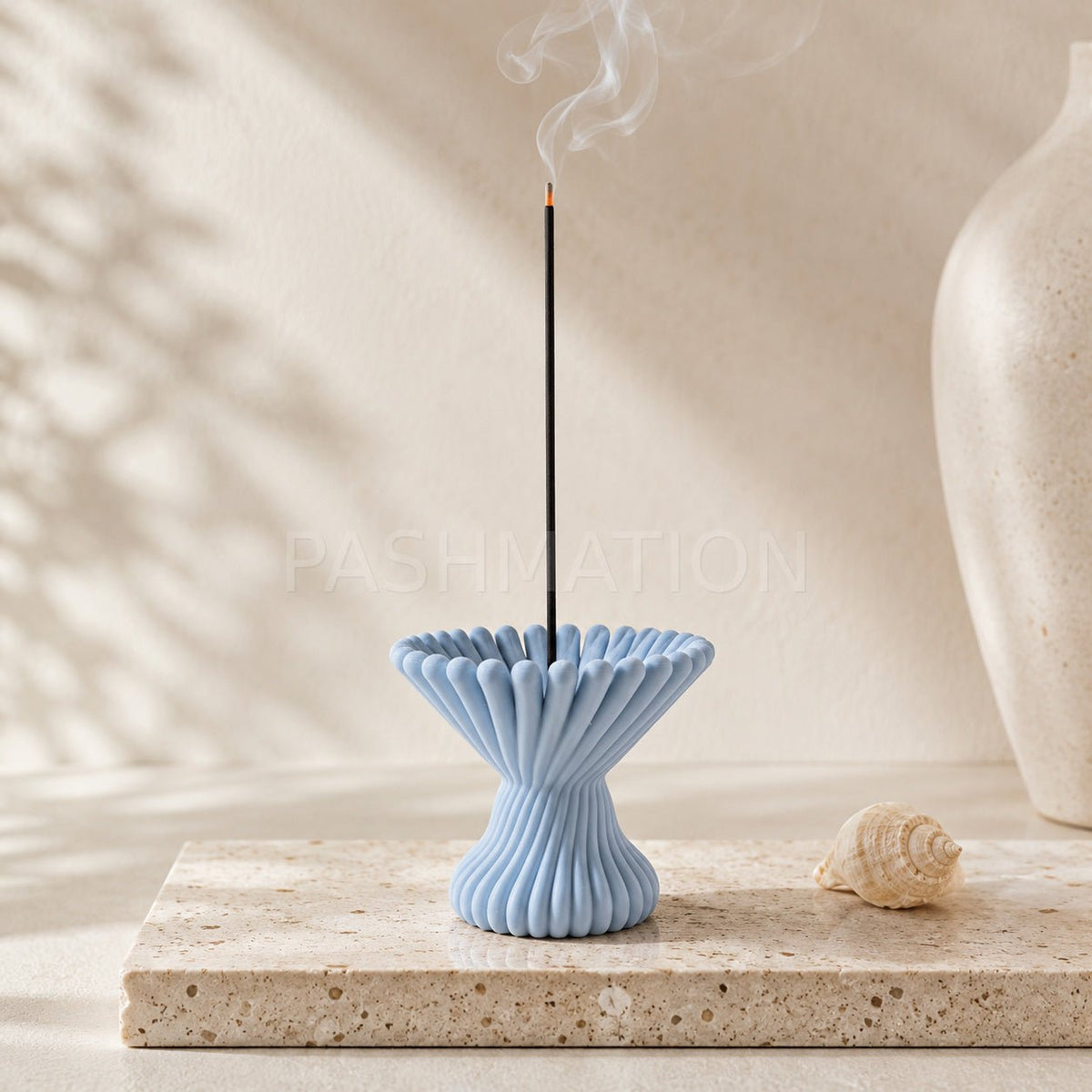 Pleated Lotus Flame Incense Holder | Zen Meditation Decor Aromatherapy Burner with Ash Catcher Tray by Pashmation