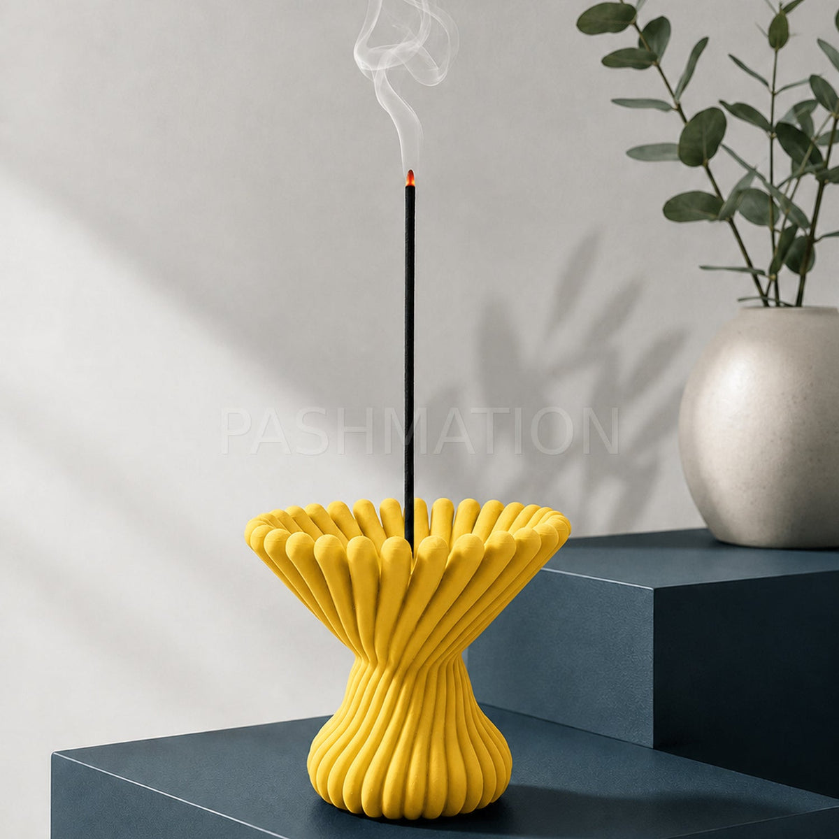 Pleated Lotus Flame Incense Holder | Zen Meditation Decor Aromatherapy Burner with Ash Catcher Tray by Pashmation