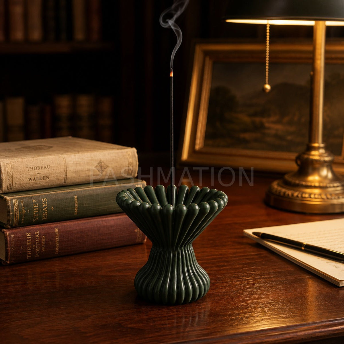 Pleated Lotus Flame Incense Holder | Zen Meditation Decor Aromatherapy Burner with Ash Catcher Tray by Pashmation