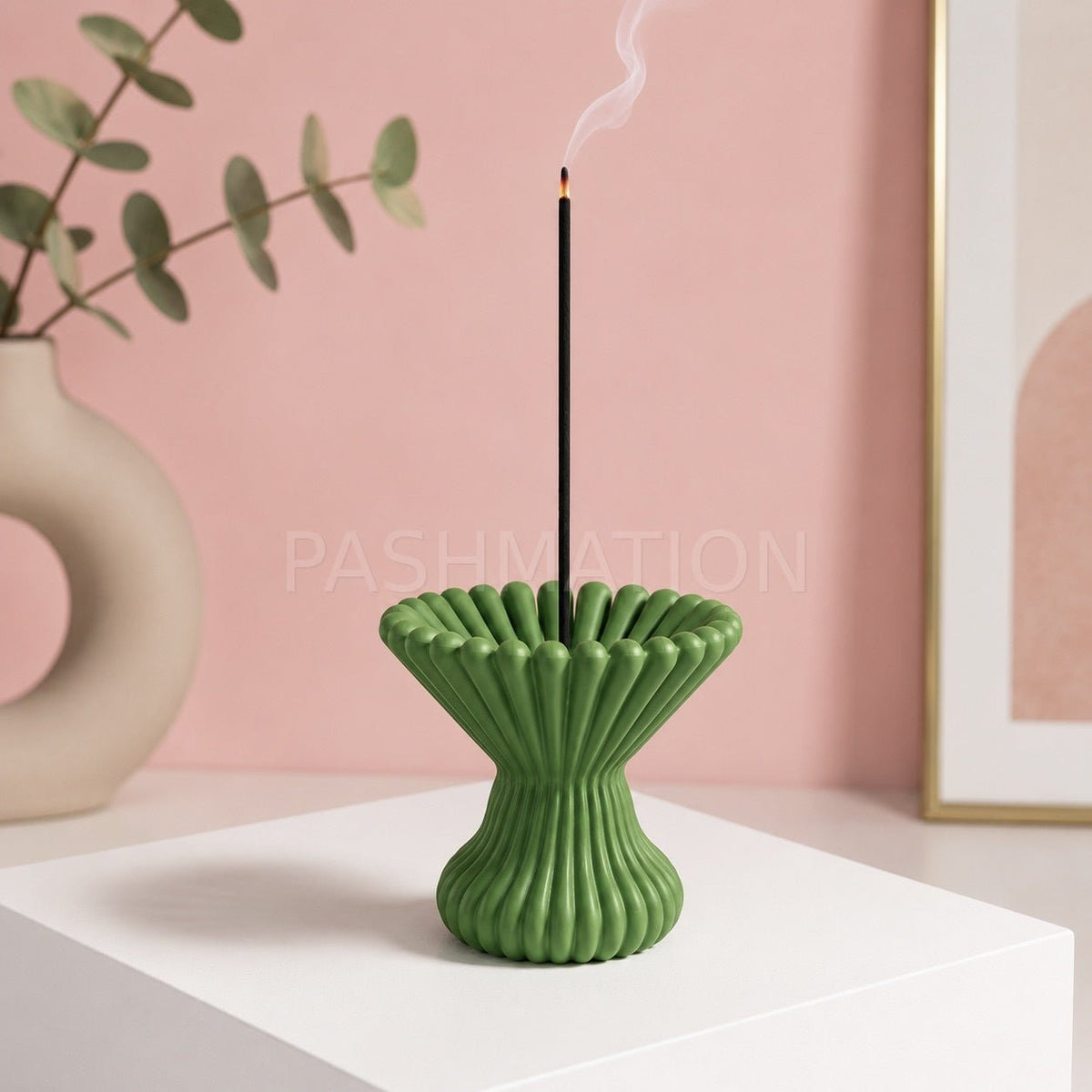 Pleated Lotus Flame Incense Holder | Zen Meditation Decor Aromatherapy Burner with Ash Catcher Tray by Pashmation