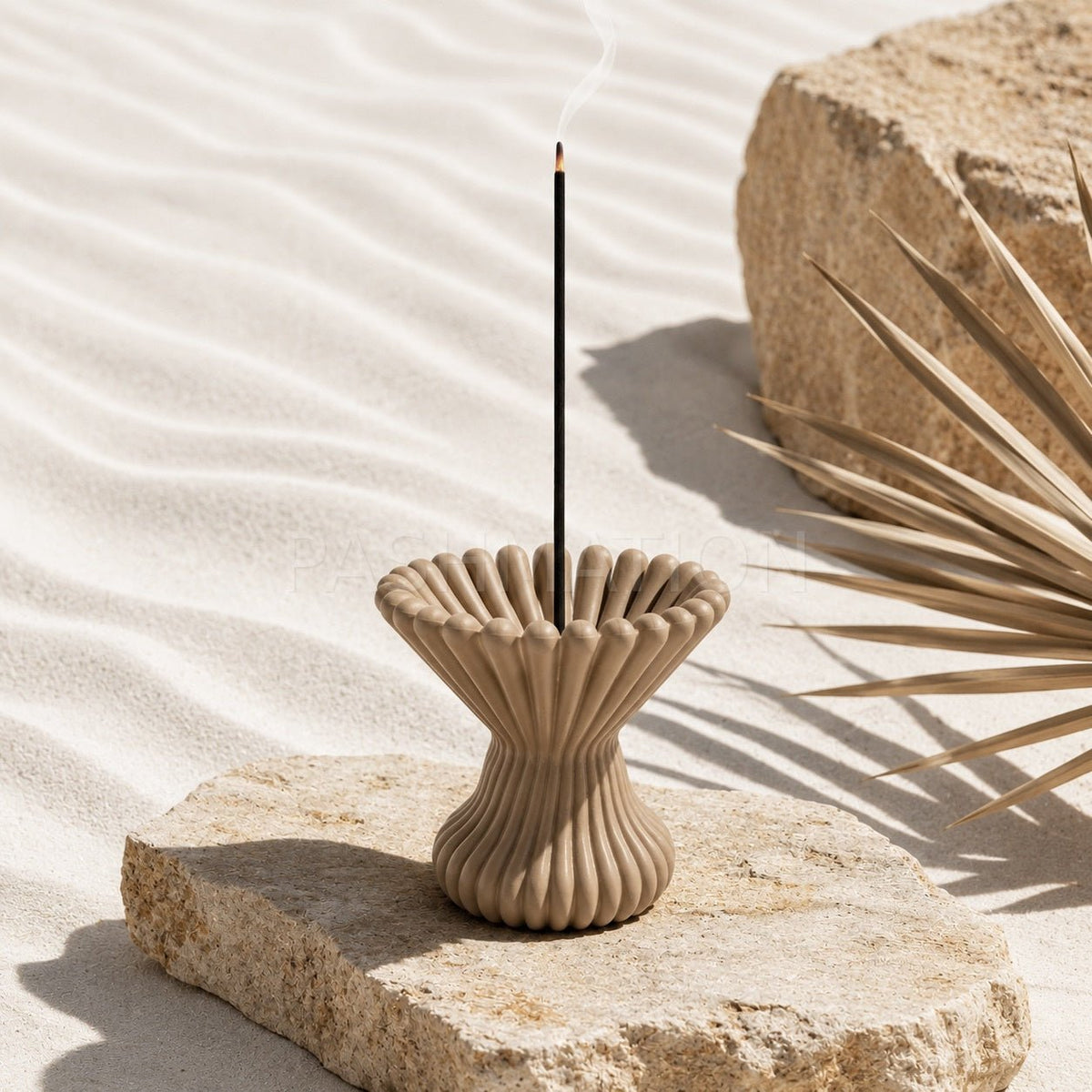 Pleated Lotus Flame Incense Holder | Zen Meditation Decor Aromatherapy Burner with Ash Catcher Tray by Pashmation