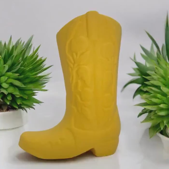 3D Printed Cowboy Boot Vase – Rustic Western Decor, 9.5 inch