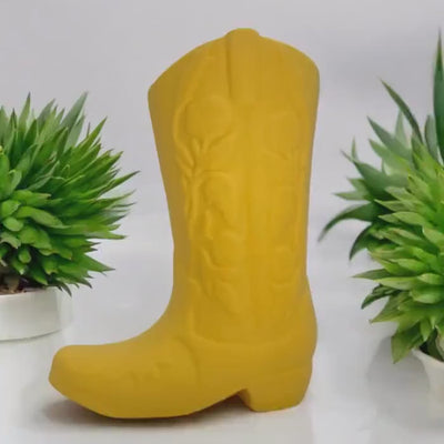 3D Printed Cowboy Boot Vase – Rustic Western Decor, 9.5 inch