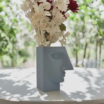 Contempo Face Vase, 3D Printed Sculpture, Minimalist Home Decor