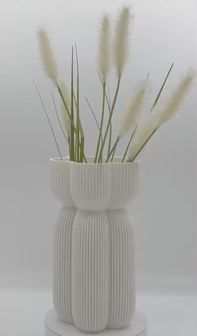 Bold Ribbed Caribe Vase | Modern Polymer Geometric Home Decor Contemporary Minimalist Centerpiece