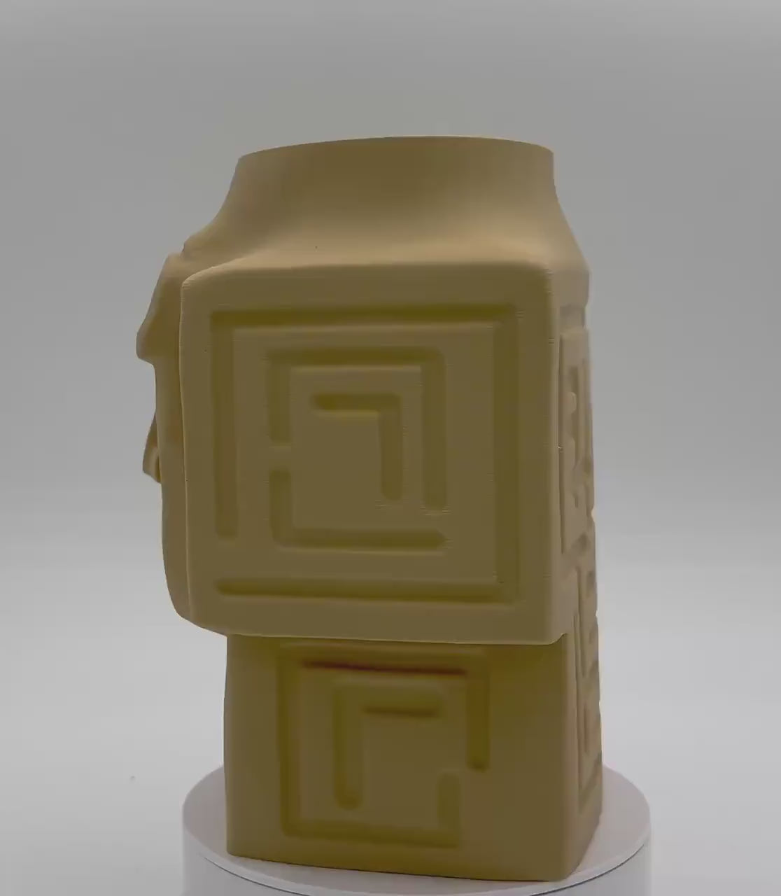 3D Printed Totem Face Vase Modern Tribal Decor Eco-Friendly PLA Contemporary Centerpiece