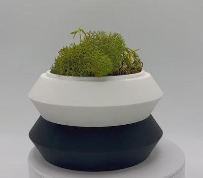 Modern Tiered Planter – Two-Tone Plant Pot, Houseplant Decor