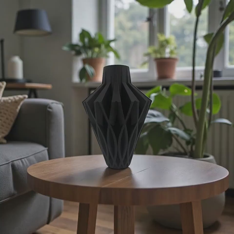 Geometric Vase Modern Home Decor - Contemporary Minimalist Centerpiece Flower Holder