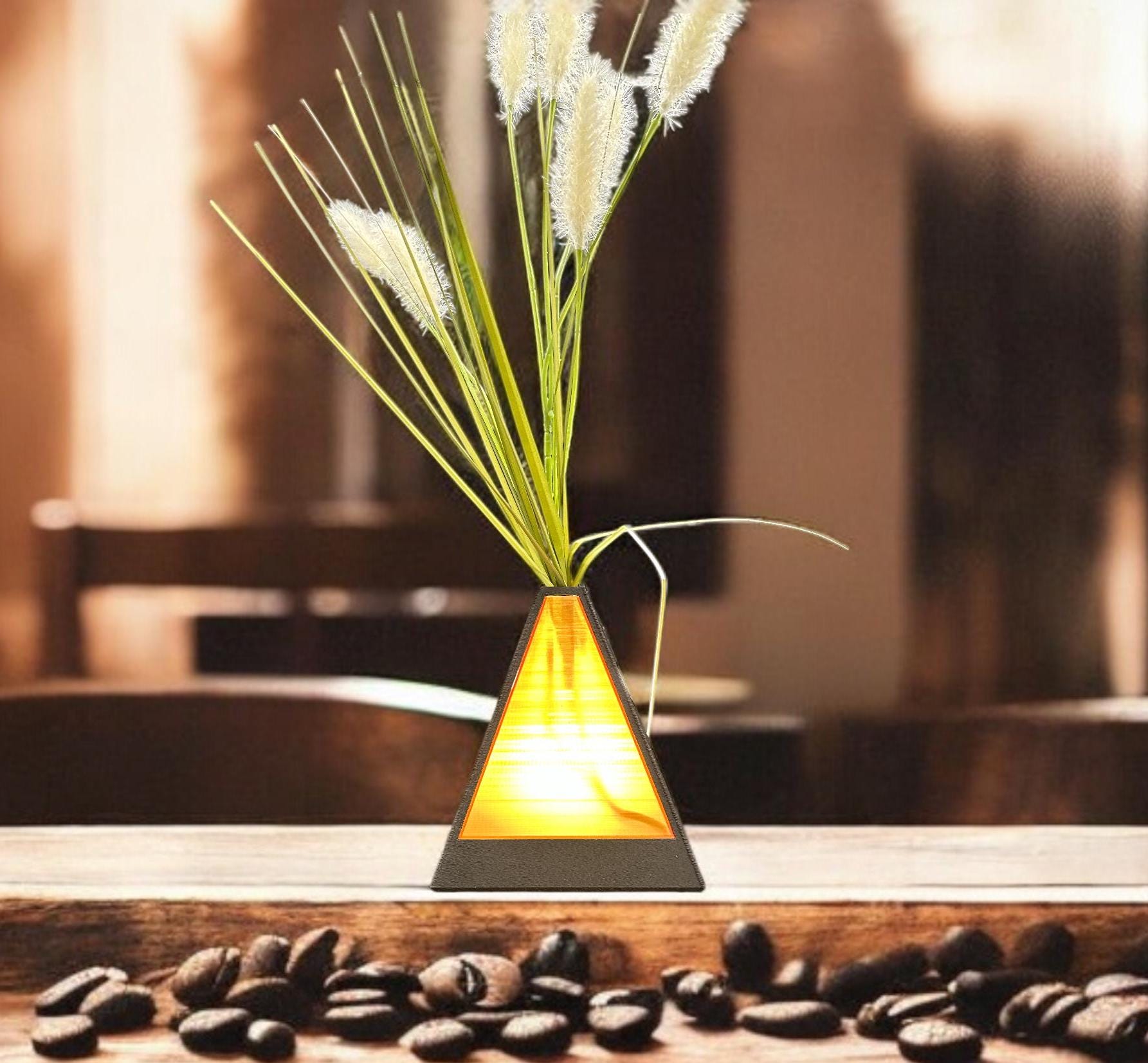 Pyramid Silhouette Vase | Translucent Dual Wall Design | Modern Decorative Piece - PashmationVases