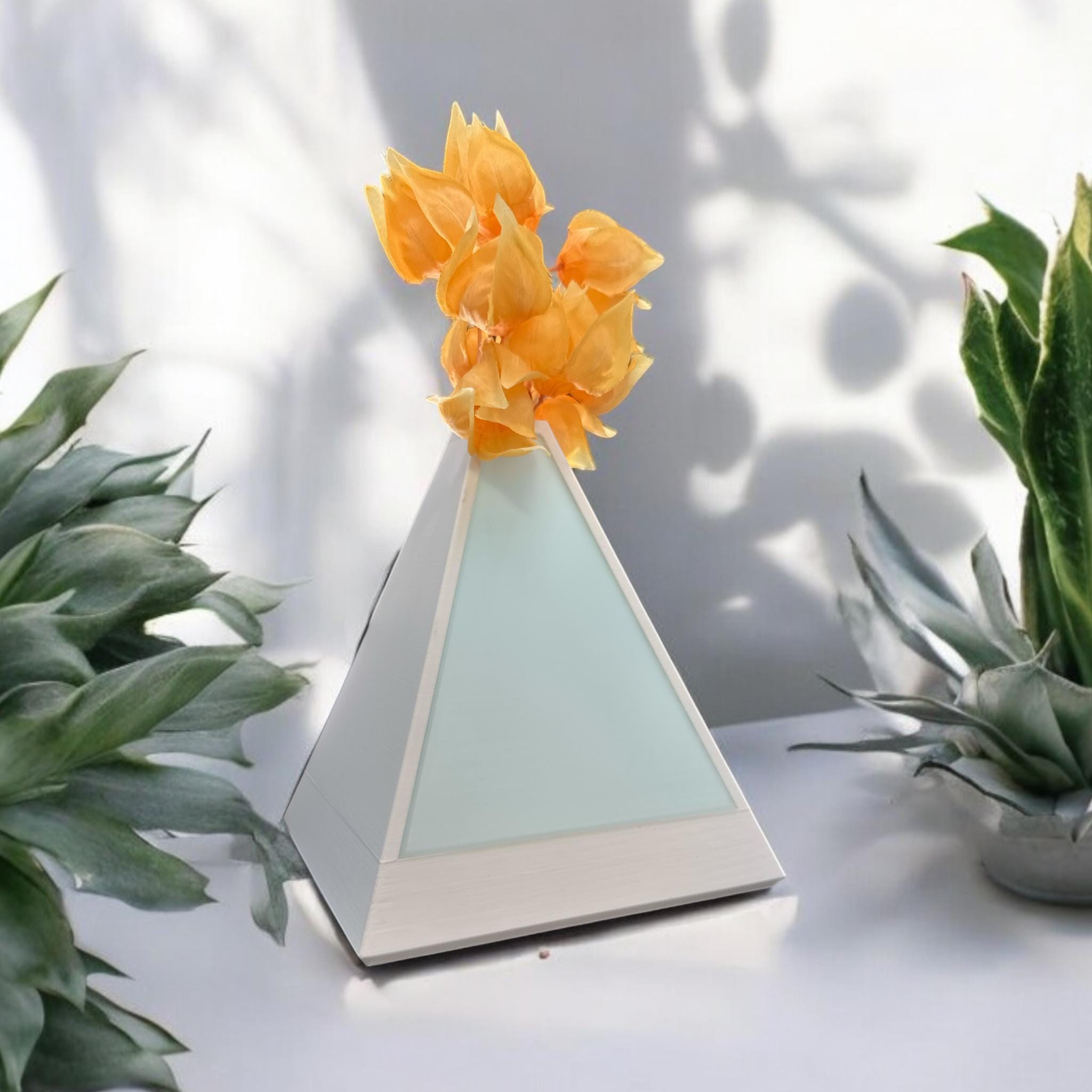 Pyramid Silhouette Vase | Translucent Dual Wall Design | Modern Decorative Piece - PashmationVases