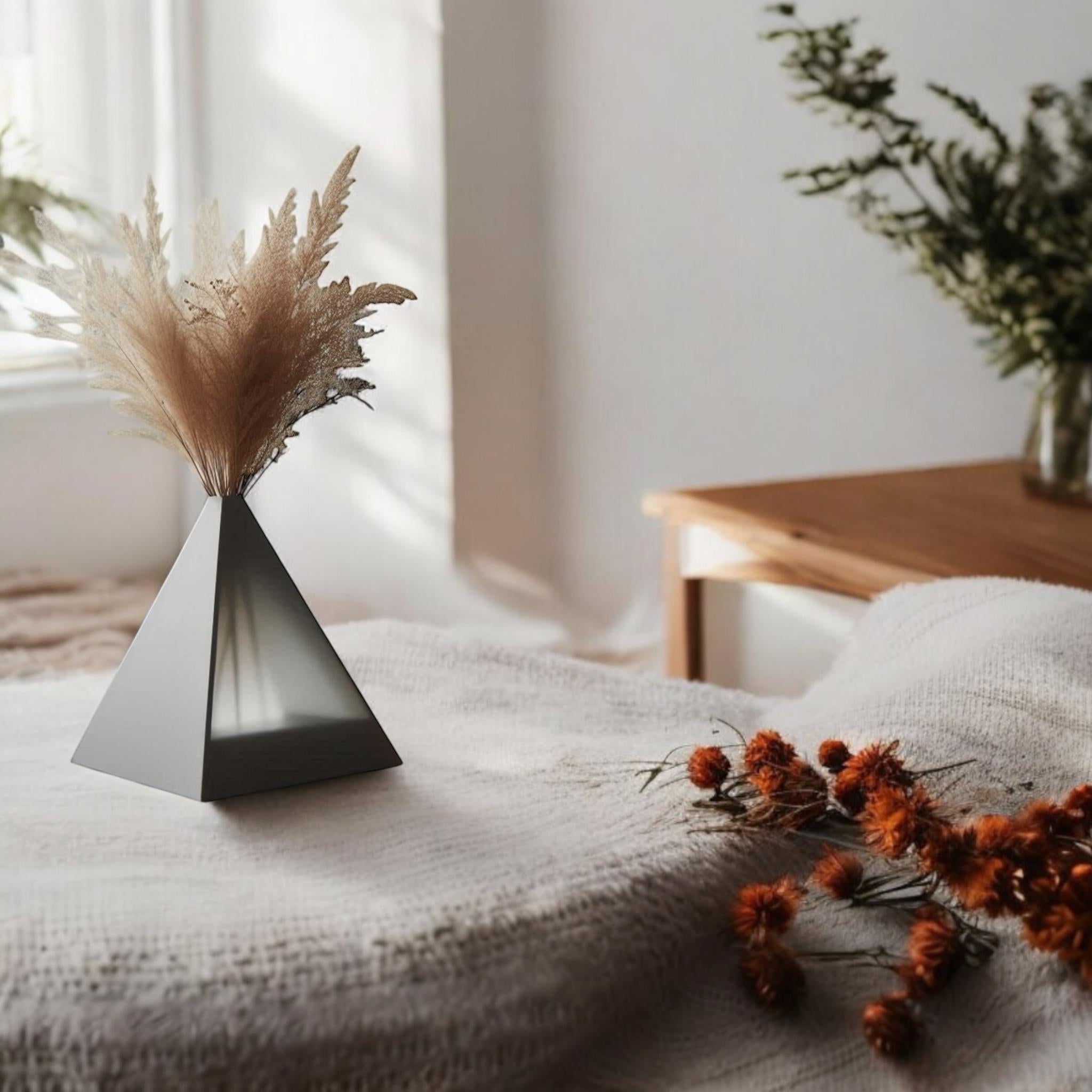 Pyramid Silhouette Vase | Translucent Dual Wall Design | Modern Decorative Piece - PashmationVases