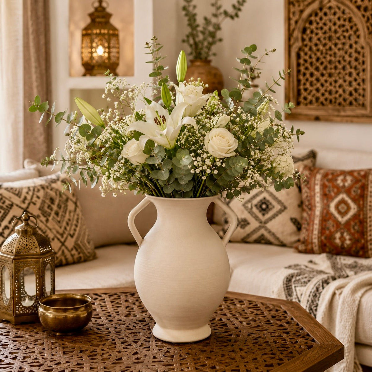 Rustic Amphora Vase | Handled Sculptural Centerpiece by Pashmation