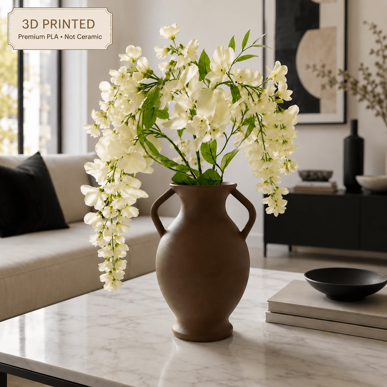 Rustic Amphora Vase | Handled Sculptural Centerpiece by Pashmation