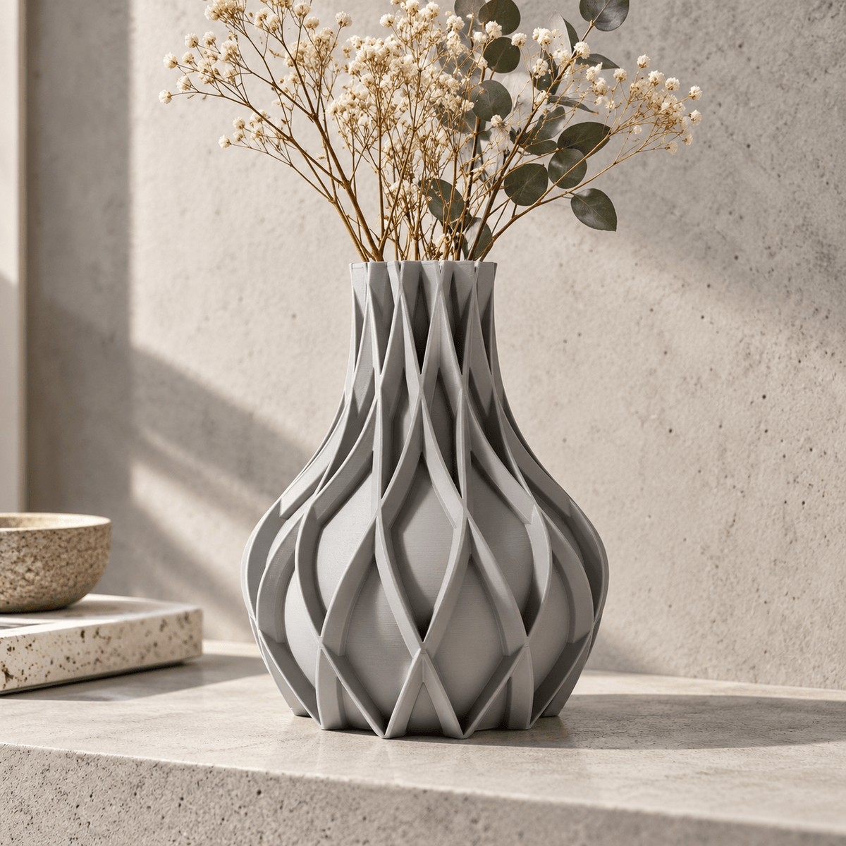 Sculpted Fluted Avio Vase Modern Geometric Centerpiece - Contemporary Home Decor Minimalist Design by Pashmation