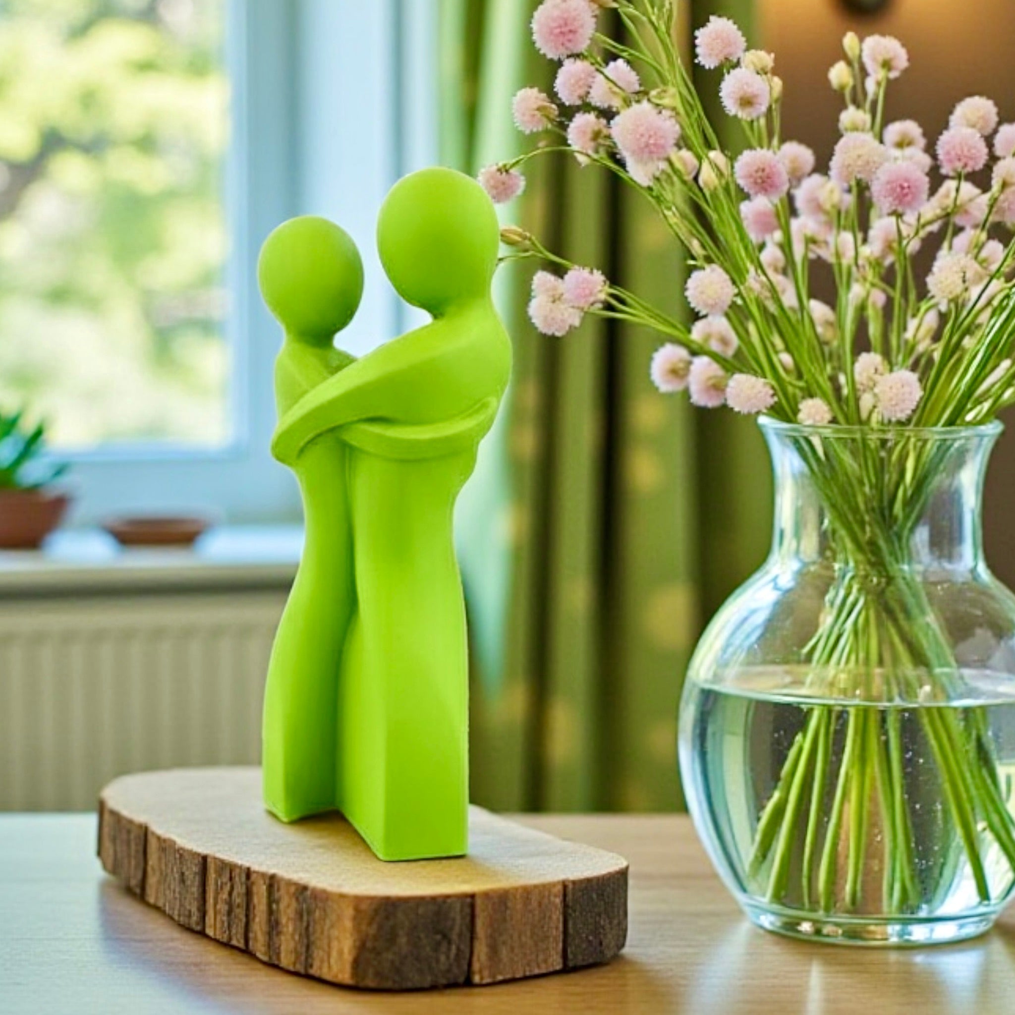 Embrace Vase styled with dried botanicals – figural love symbol decor