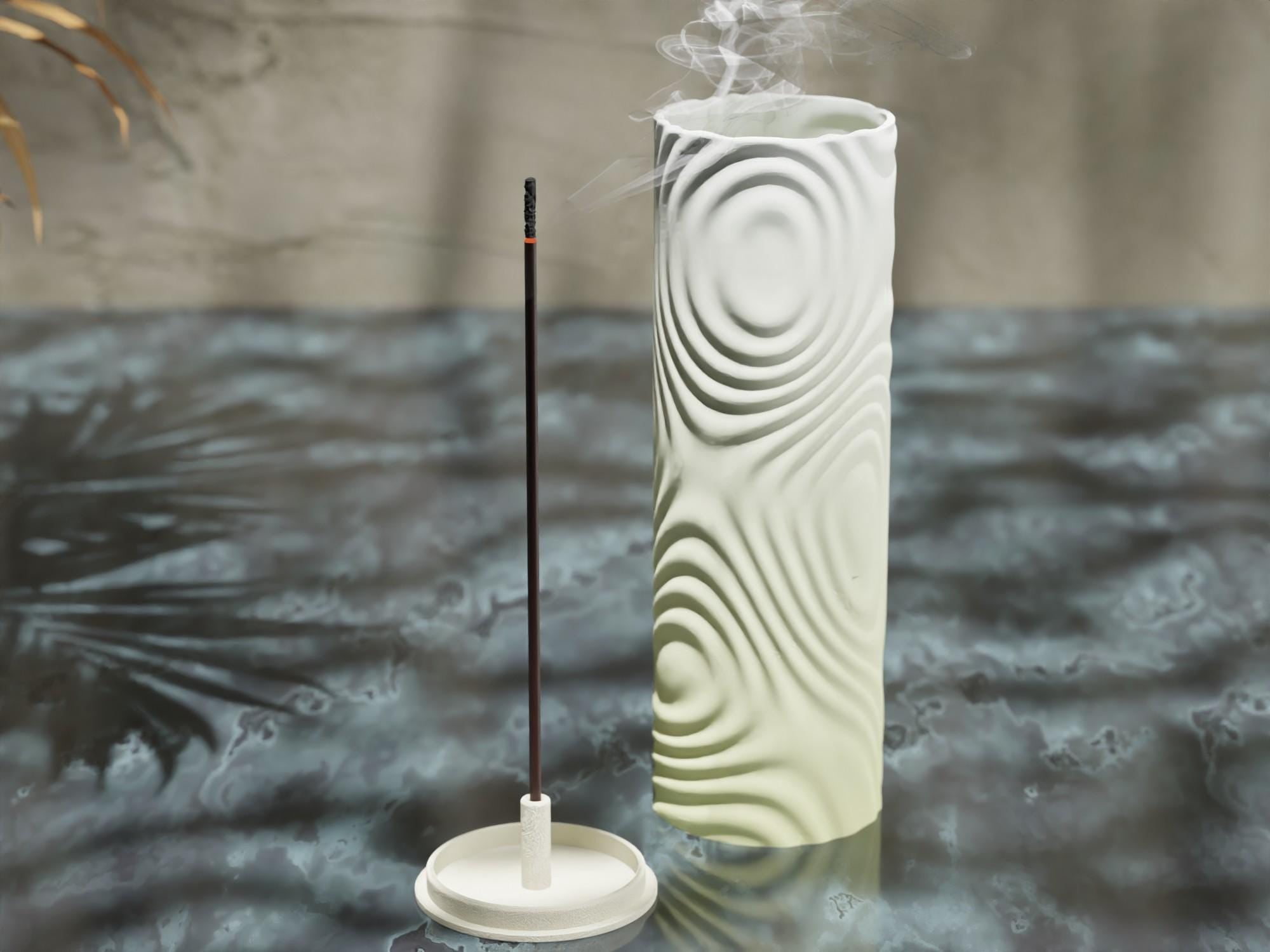 White Serene Flow Incense Holder – 8 inches - Incense Burner for Aromatherapy, Home Decor | Zen Room | Calm Mood - Pashmation