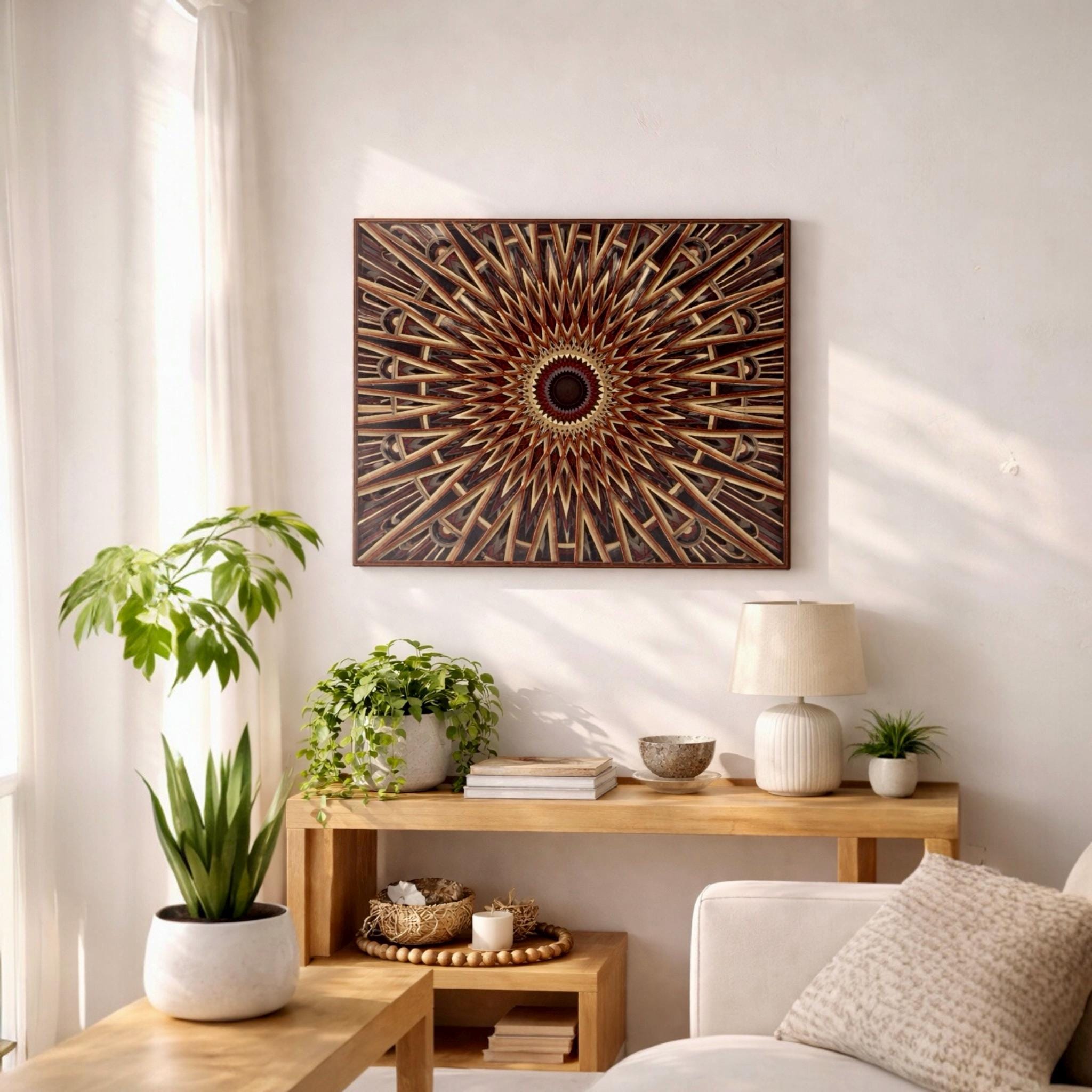 Solar Weave Layered Wood Wall Art - PashmationWall Décor