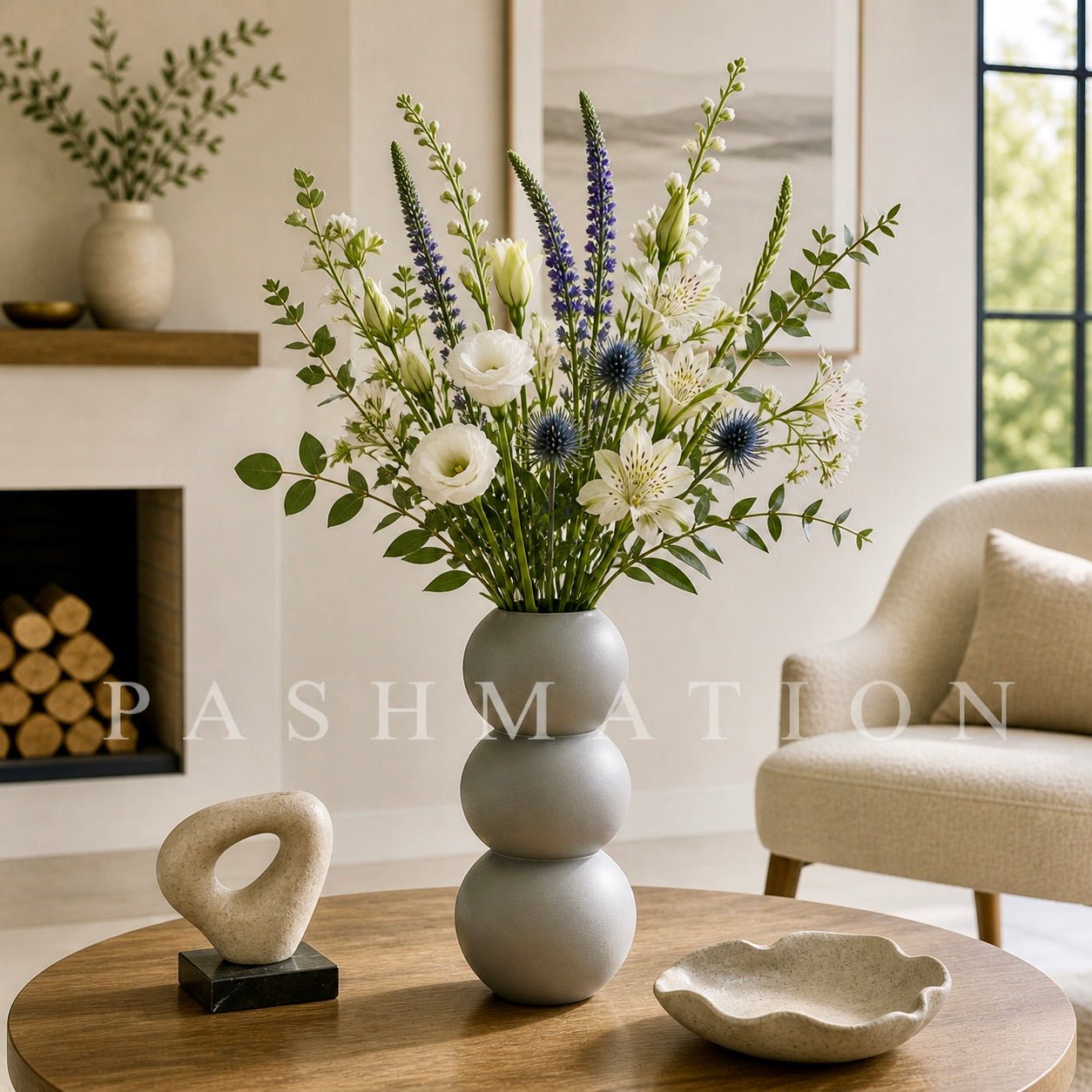 Spherical Modern Vase - Vibrant Accent Piece for Dried Flowers Contemporary Home Decor Geometric Centerpiece Orbo Design by Pashmation