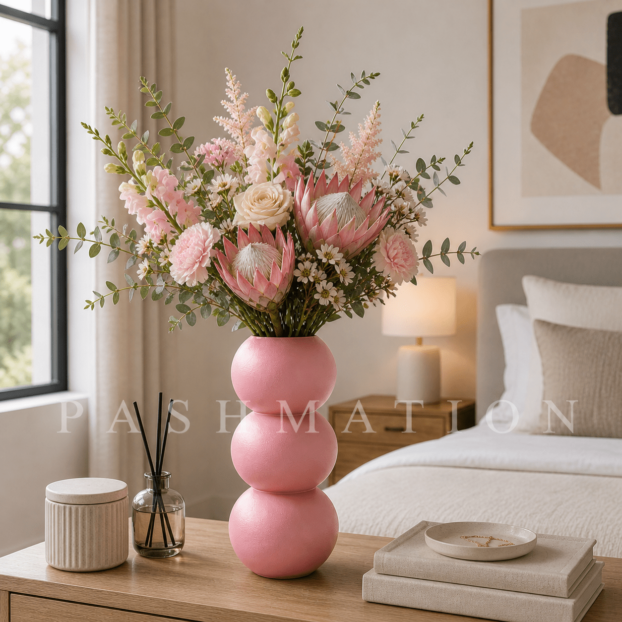 Spherical Modern Vase - Vibrant Accent Piece for Dried Flowers Contemporary Home Decor Geometric Centerpiece Orbo Design by Pashmation