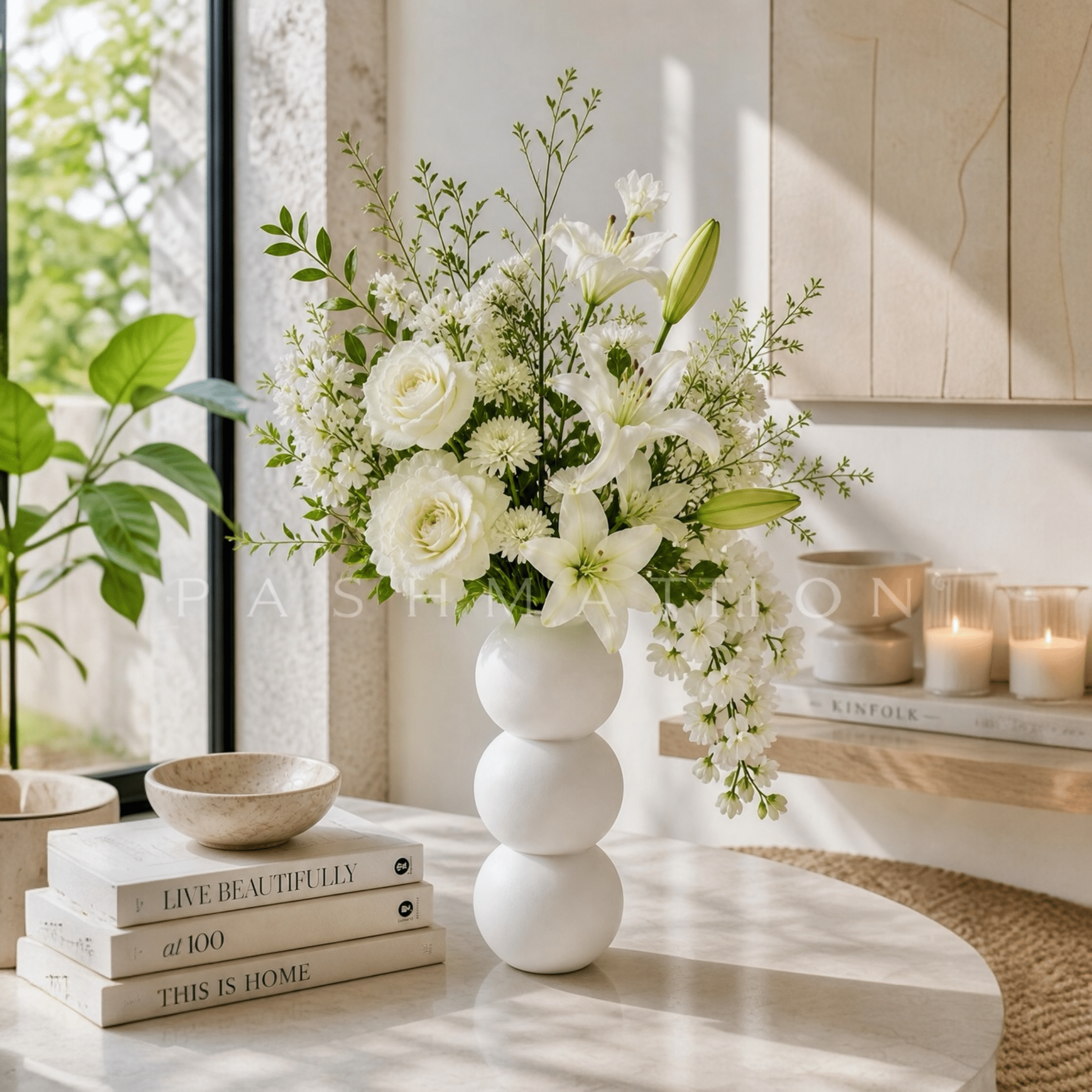 Spherical Modern Vase - Vibrant Accent Piece for Dried Flowers Contemporary Home Decor Geometric Centerpiece Orbo Design by Pashmation