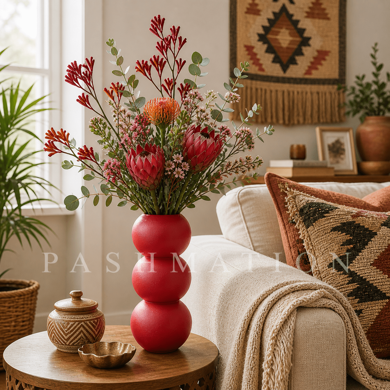 Spherical Modern Vase - Vibrant Accent Piece for Dried Flowers Contemporary Home Decor Geometric Centerpiece Orbo Design by Pashmation