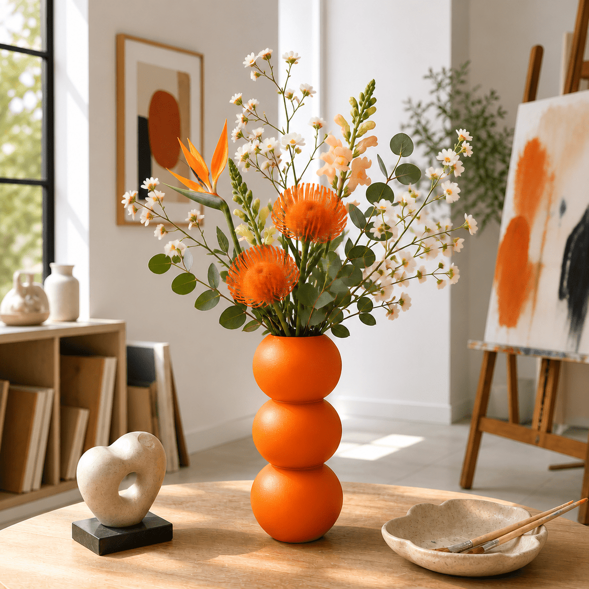 Spherical Modern Vase - Vibrant Accent Piece for Dried Flowers Contemporary Home Decor Geometric Centerpiece Orbo Design by Pashmation