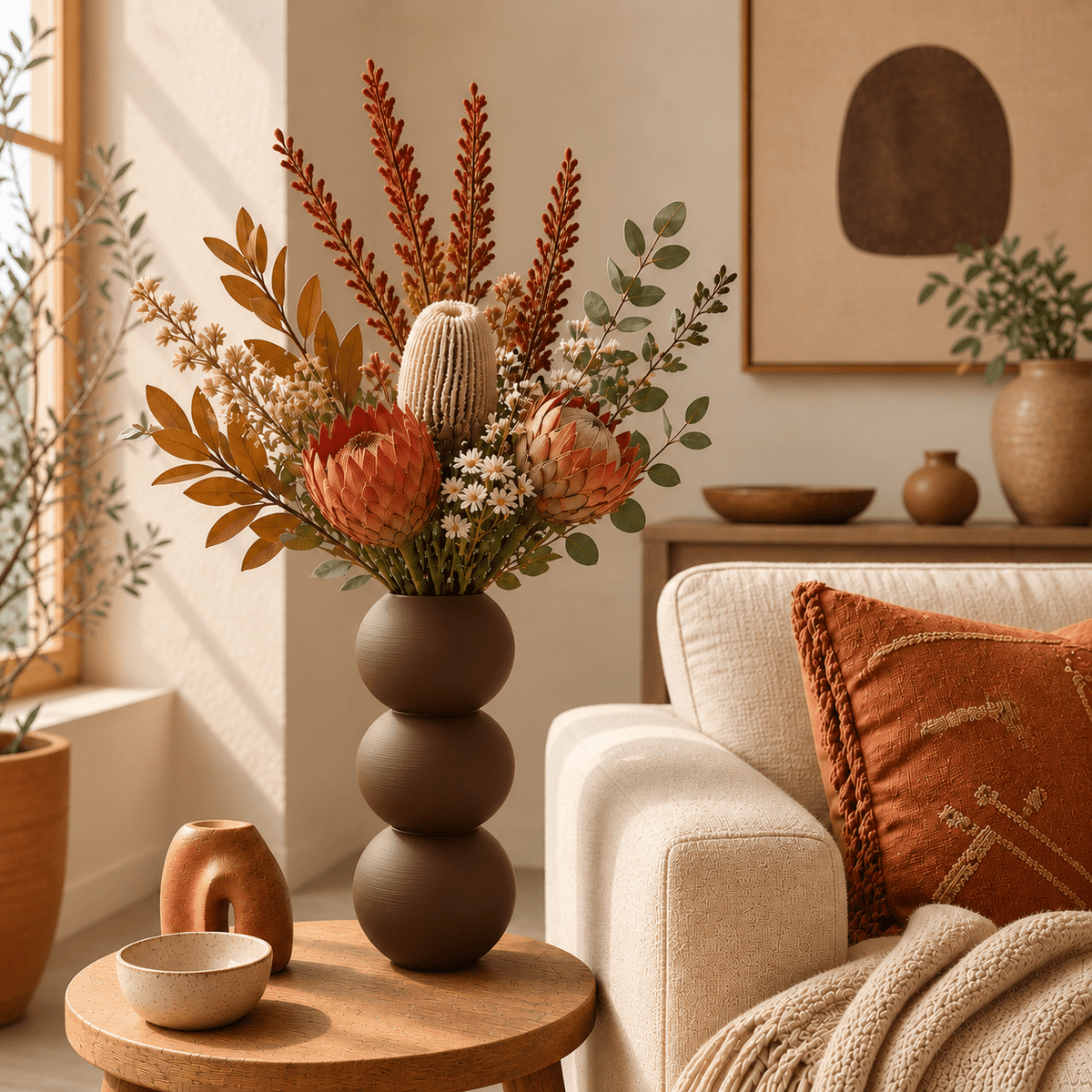 Spherical Modern Vase - Vibrant Accent Piece for Dried Flowers Contemporary Home Decor Geometric Centerpiece Orbo Design by Pashmation