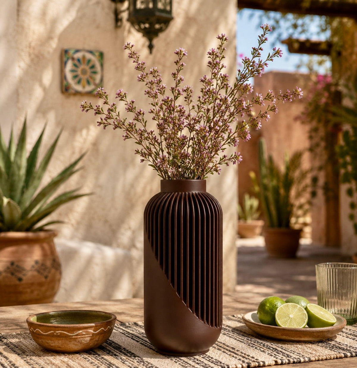 Striped Yao Vase – Modern Minimalist Home Decor, Dried Flower Display by Pashmation