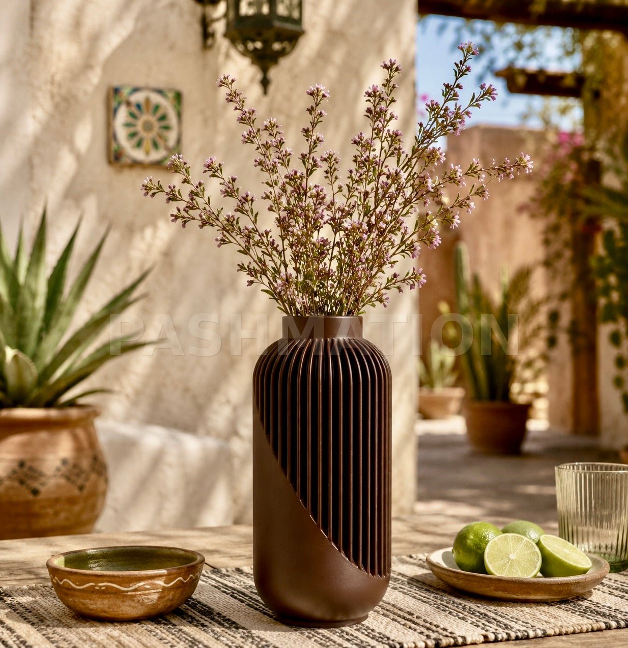 Striped Yao Vase – Modern Minimalist Home Decor, Dried Flower Display by Pashmation