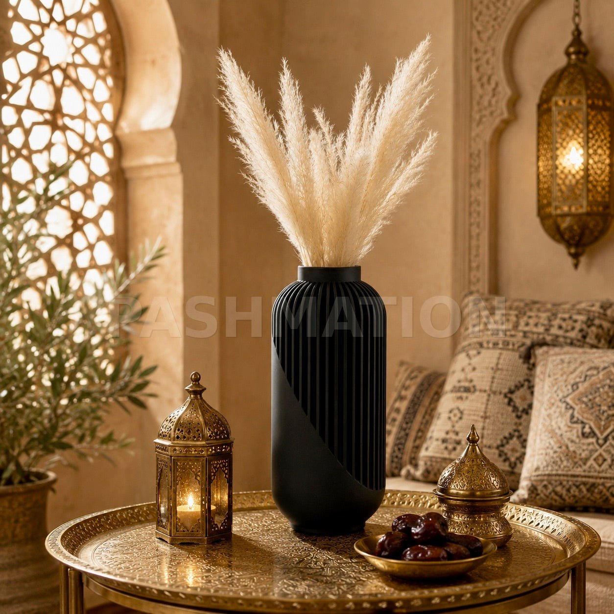 Striped Yao Vase – Modern Minimalist Home Decor, Dried Flower Display by Pashmation