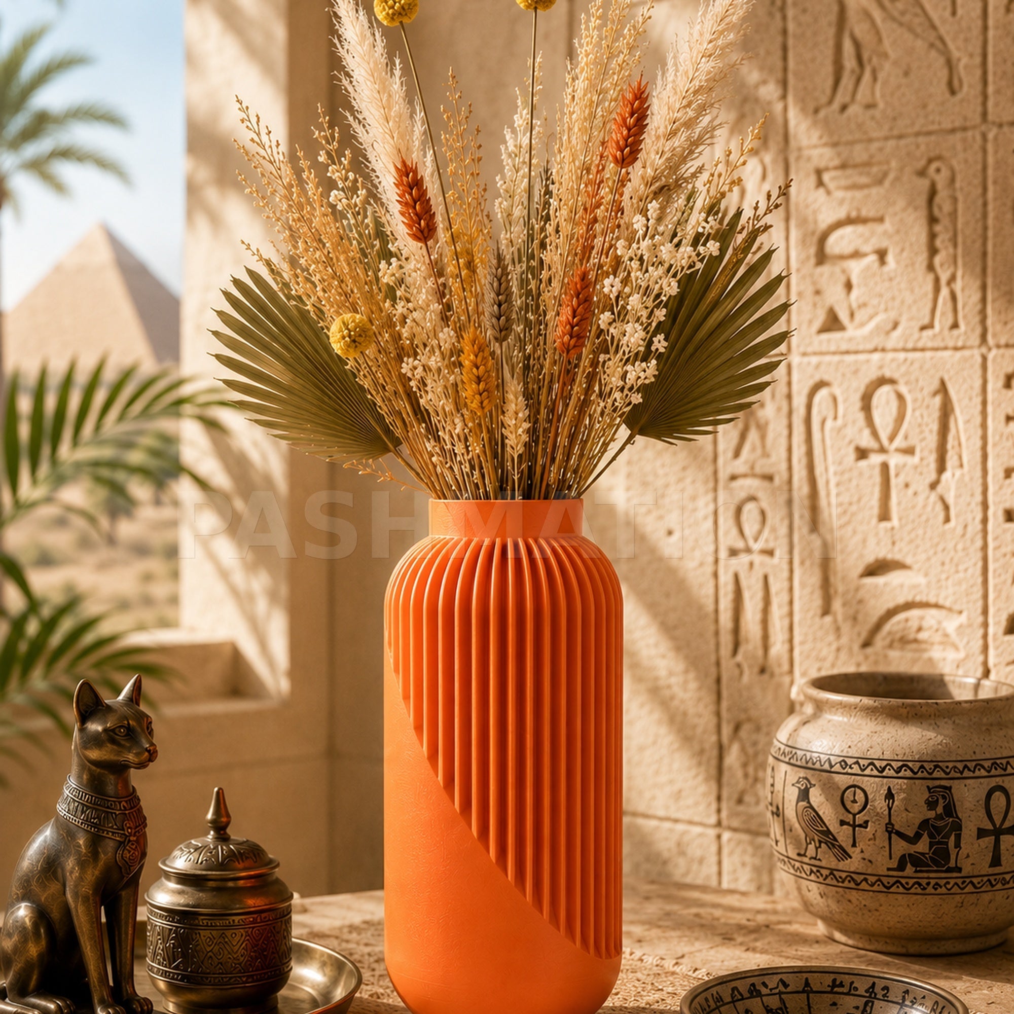 Striped Yao Vase – Modern Minimalist Home Decor, Dried Flower Display by Pashmation