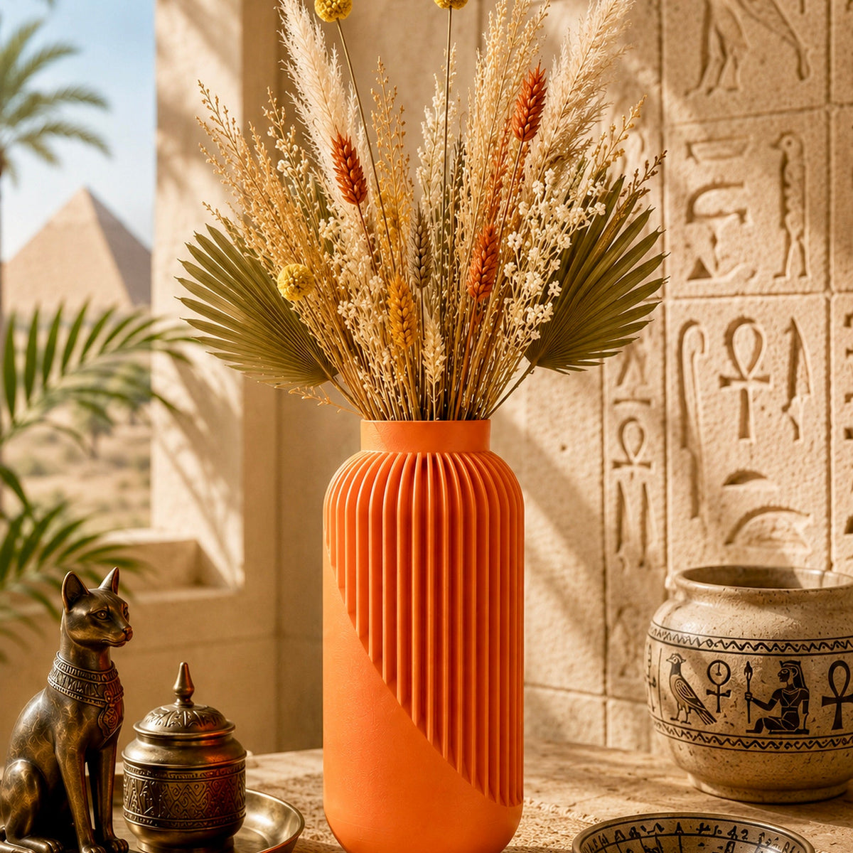 Striped Yao Vase – Modern Minimalist Home Decor, Dried Flower Display by Pashmation