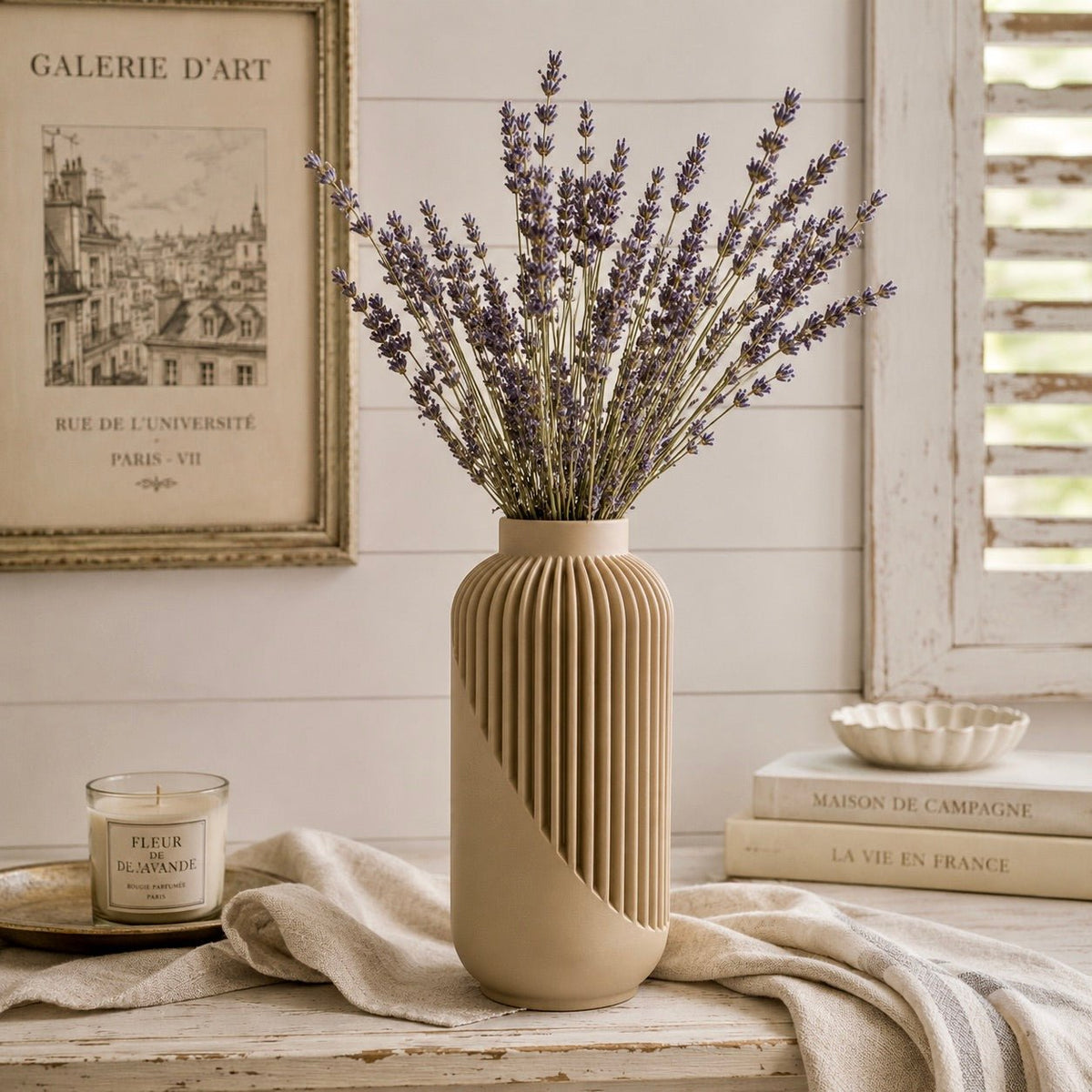 Striped Yao Vase – Modern Minimalist Home Decor, Dried Flower Display by Pashmation
