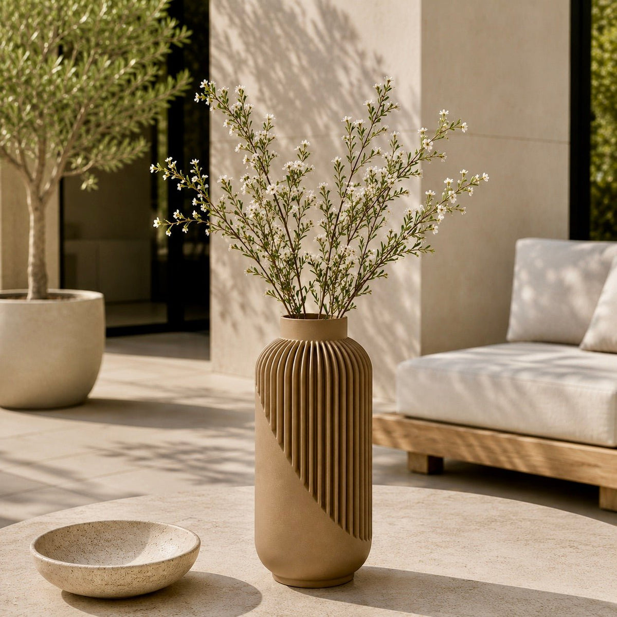 Striped Yao Vase – Modern Minimalist Home Decor, Dried Flower Display by Pashmation