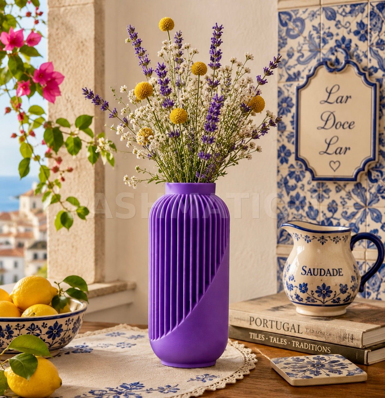 Striped Yao Vase – Modern Minimalist Home Decor, Dried Flower Display by Pashmation