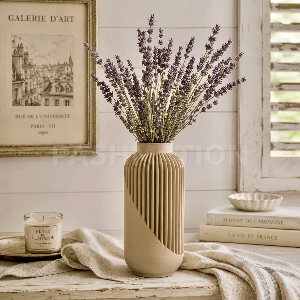 Striped Yao Vase – Modern Minimalist Home Decor, Dried Flower Display by Pashmation