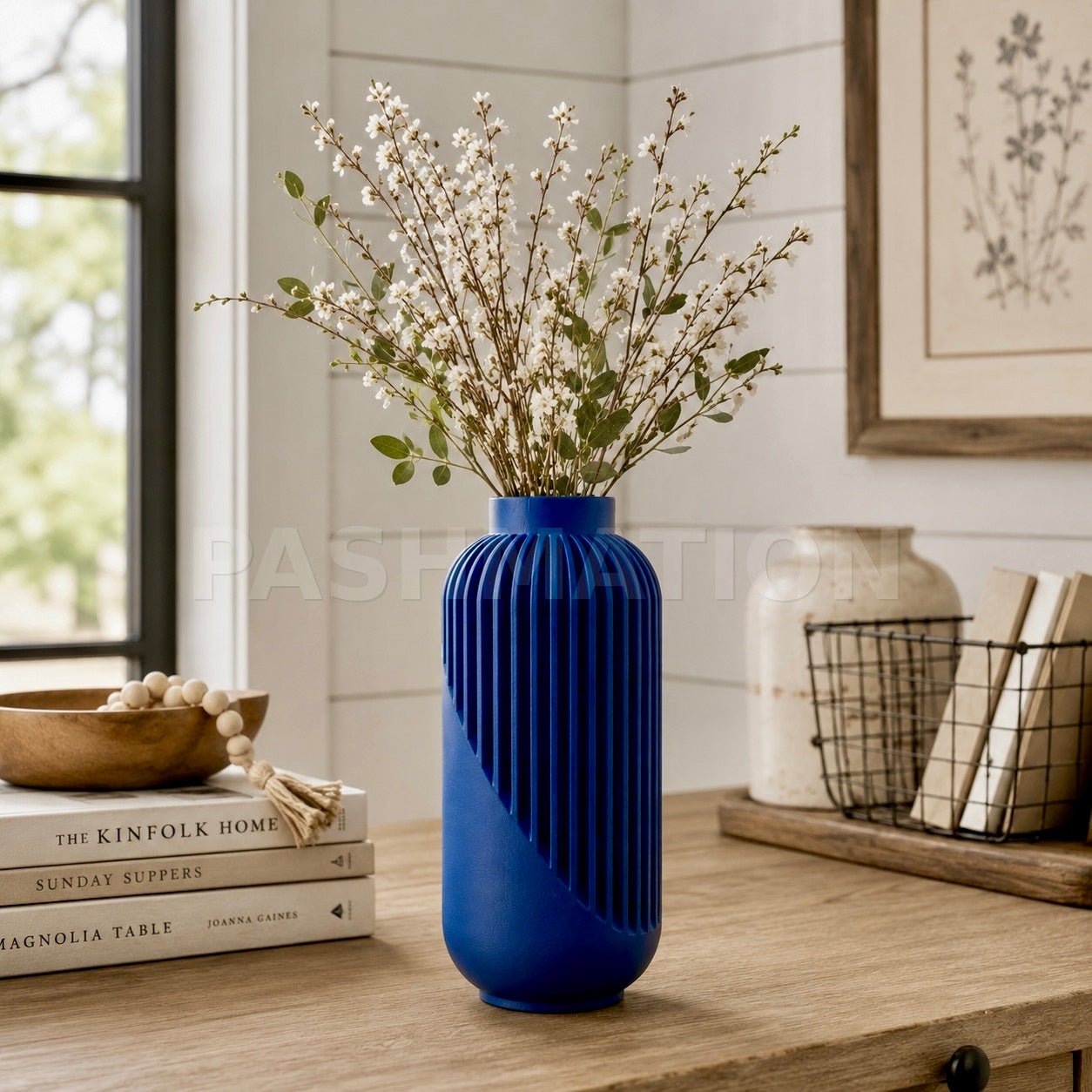 Striped Yao Vase – Modern Minimalist Home Decor, Dried Flower Display by Pashmation
