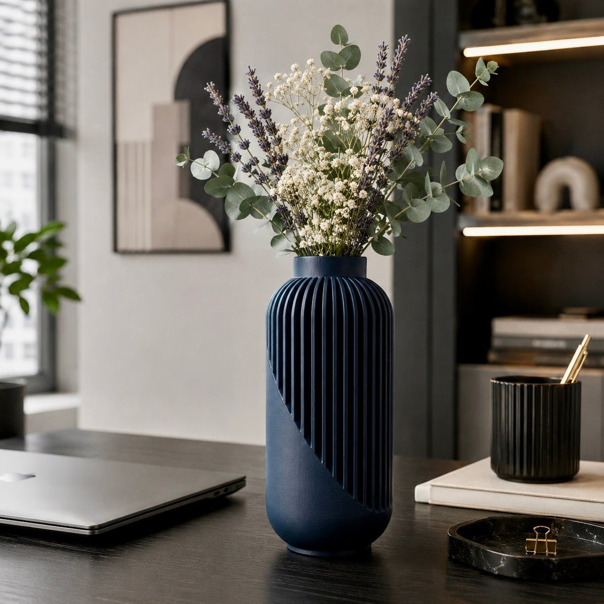 Striped Yao Vase – Modern Minimalist Home Decor, Dried Flower Display by Pashmation
