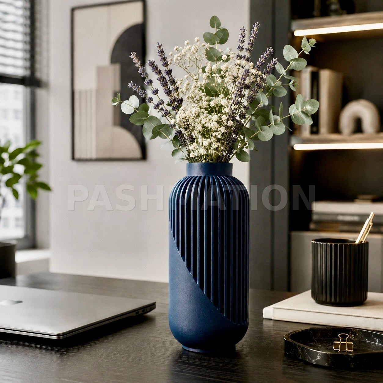 Striped Yao Vase – Modern Minimalist Home Decor, Dried Flower Display by Pashmation