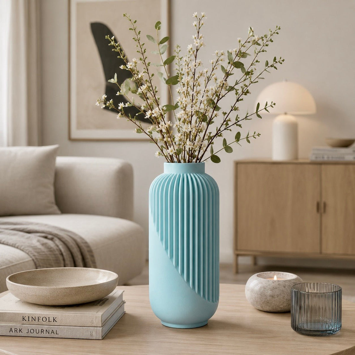 Striped Yao Vase – Modern Minimalist Home Decor, Dried Flower Display by Pashmation