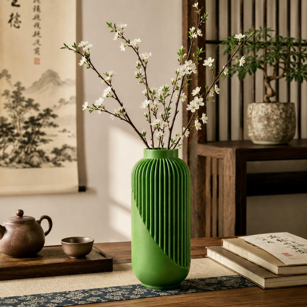 Striped Yao Vase – Modern Minimalist Home Decor, Dried Flower Display by Pashmation