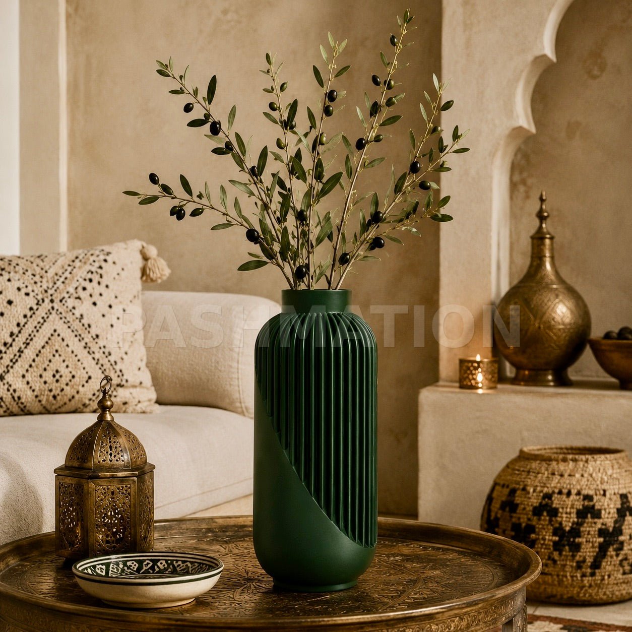 Striped Yao Vase – Modern Minimalist Home Decor, Dried Flower Display by Pashmation